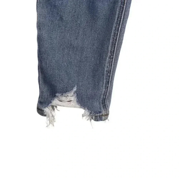 American Eagle Mom Jeans High Waisted  Distressed Ripped Blue Size 00 - Picture 4 of 13